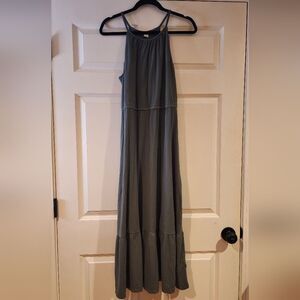 Old Navy stretchy olive green halter maxi dress M